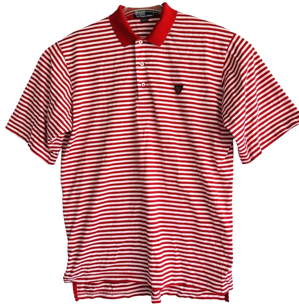 Polo Ralph Lauren Golf Red & White Striped fine cotton Polo size L